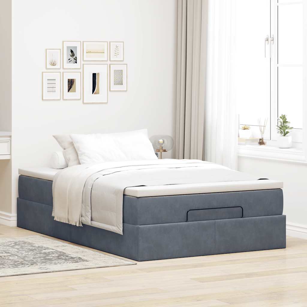 vidaXL Bed poef met matras 120x190 cm fluweel donkergrijs grijs, foto 2