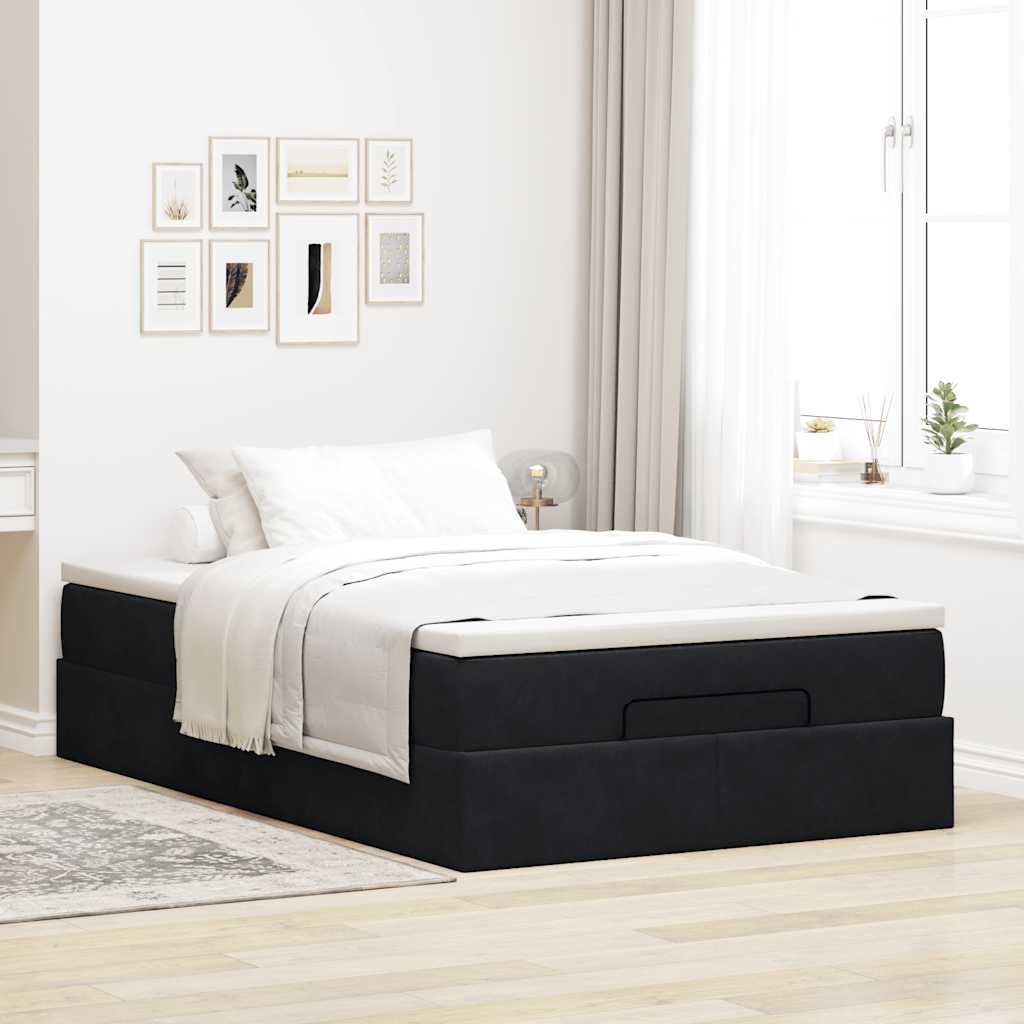 vidaXL Bed poef met matras 120x190 cm fluweel zwart, foto 2