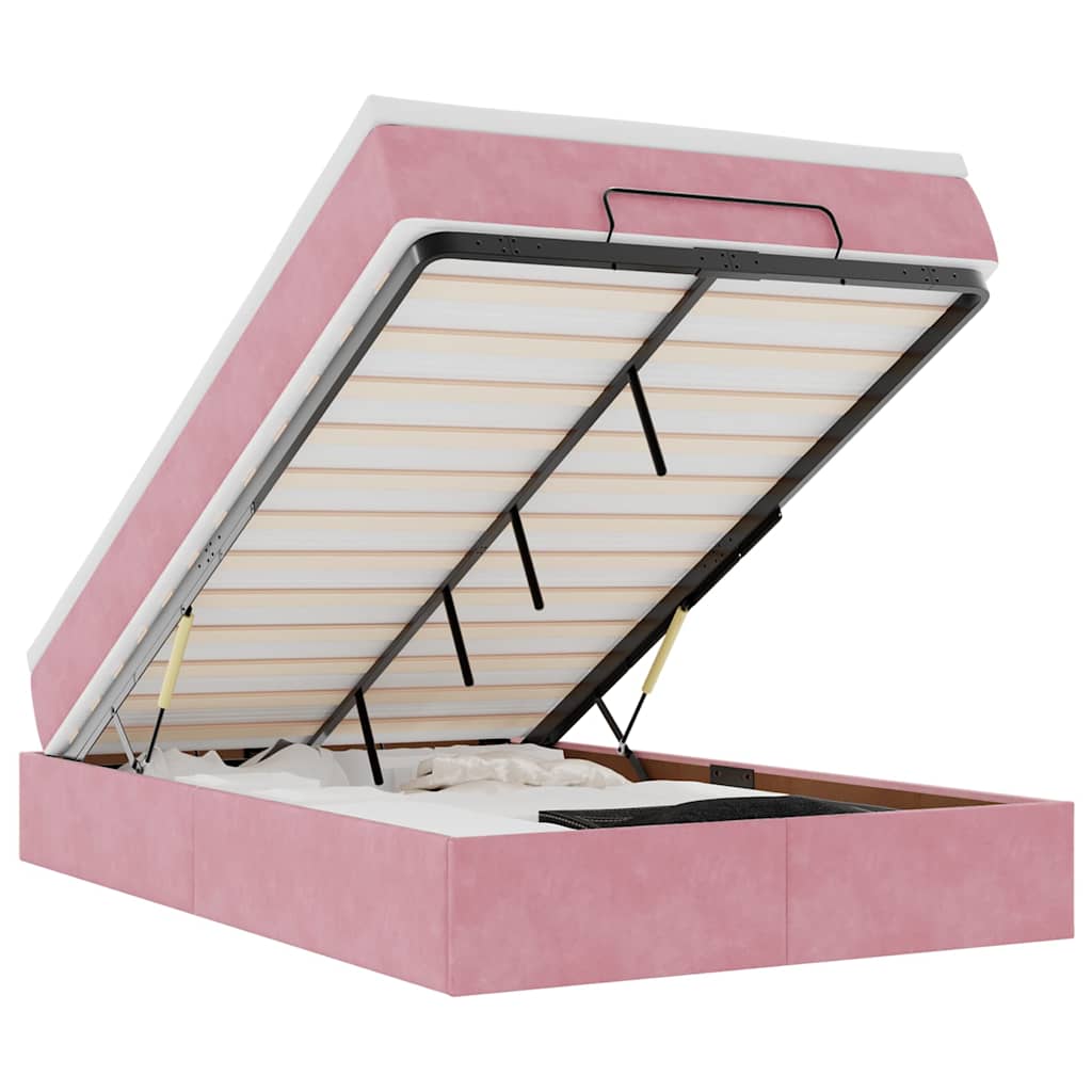 Thumbnail - vidaXL Ottoman-Bett mit Matratze Rosa 120x190 cm Samt