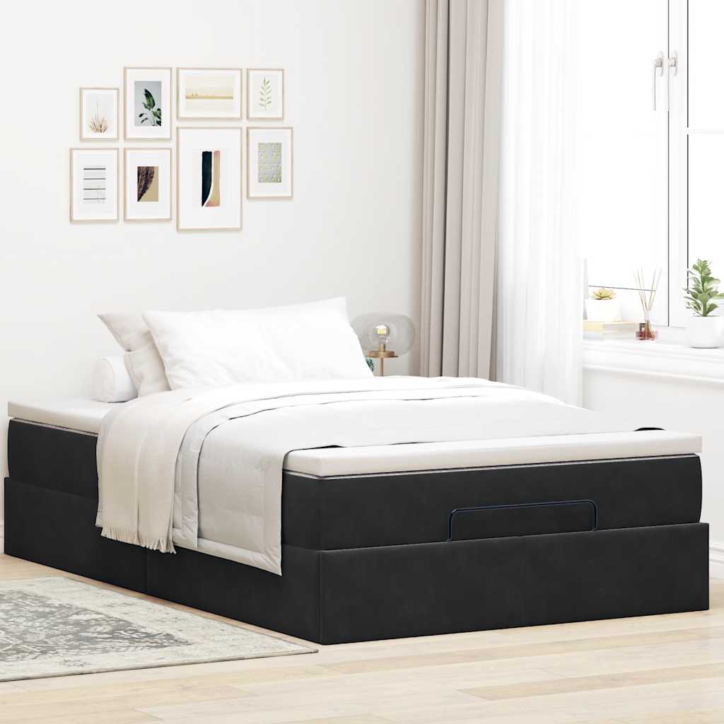 vidaXL Ottoman bed met matras 120x200cm fluweel zwart afbeelding