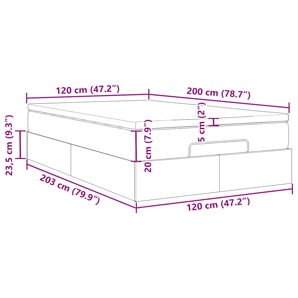 Osmanský rám postele s matrací tmavě zelená 120x200cm samet - obrázek 17