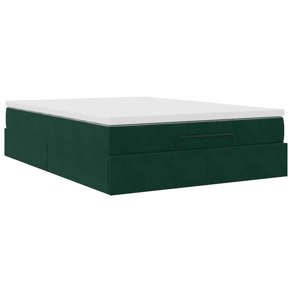 vidaXL Ottoman bed met matras 140x190cm fluweel donkergroen groen, foto 4