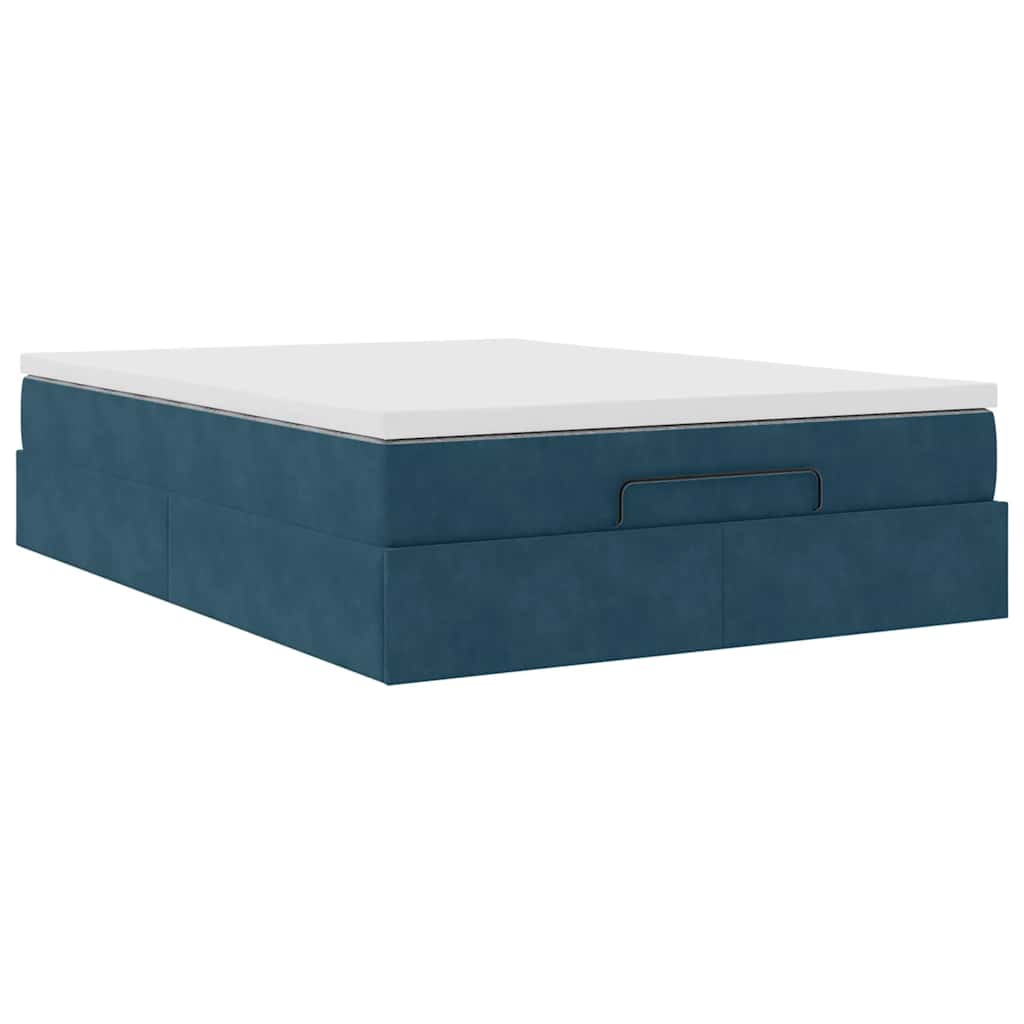 vidaXL Ottoman bed met matras 140x190cm fluweel donkerblauw blauw, foto 4