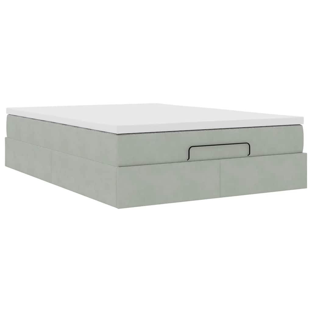 vidaXL Ottoman bed met matras 140x200cm fluweel lichtgrijs grijs, foto 4