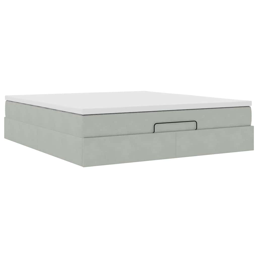 vidaXL Ottoman bed met matras 160x200cm fluweel lichtgrijs grijs, foto 4