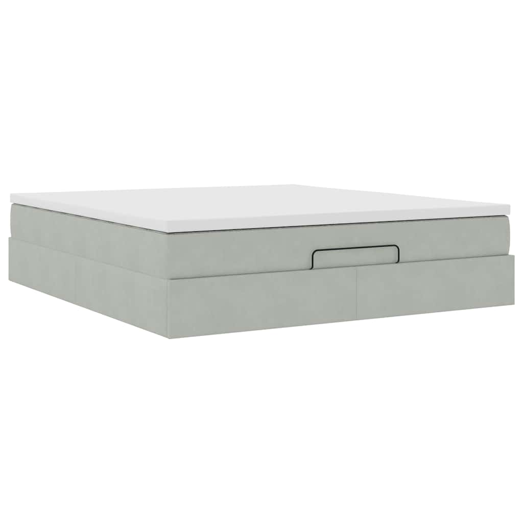 vidaXL Ottoman bed met matras 180x200cm fluweel lichtgrijs grijs, foto 4