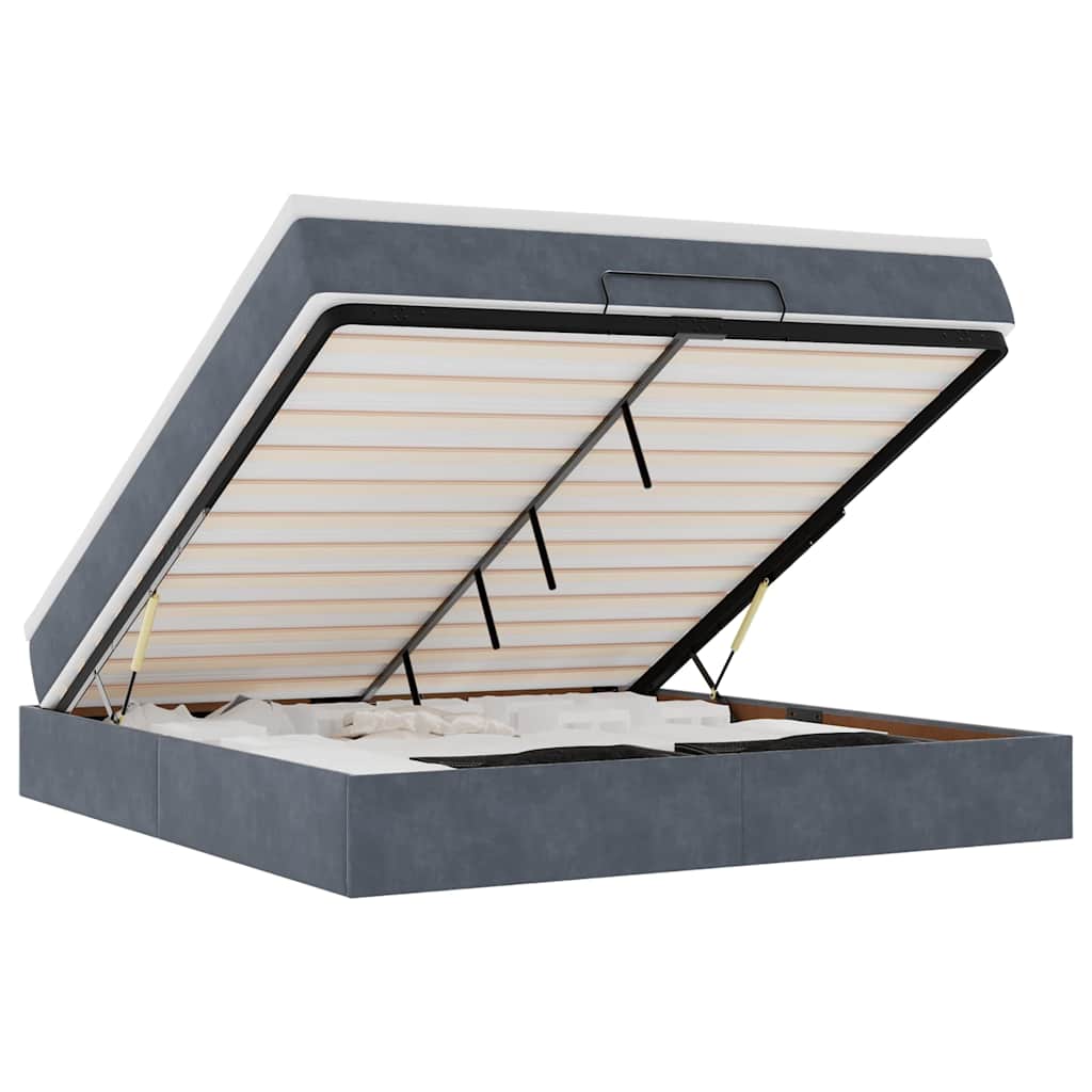 Thumbnail - vidaXL Ottoman-Bett mit Matratze Dunkelgrau 180x200 cm Samt