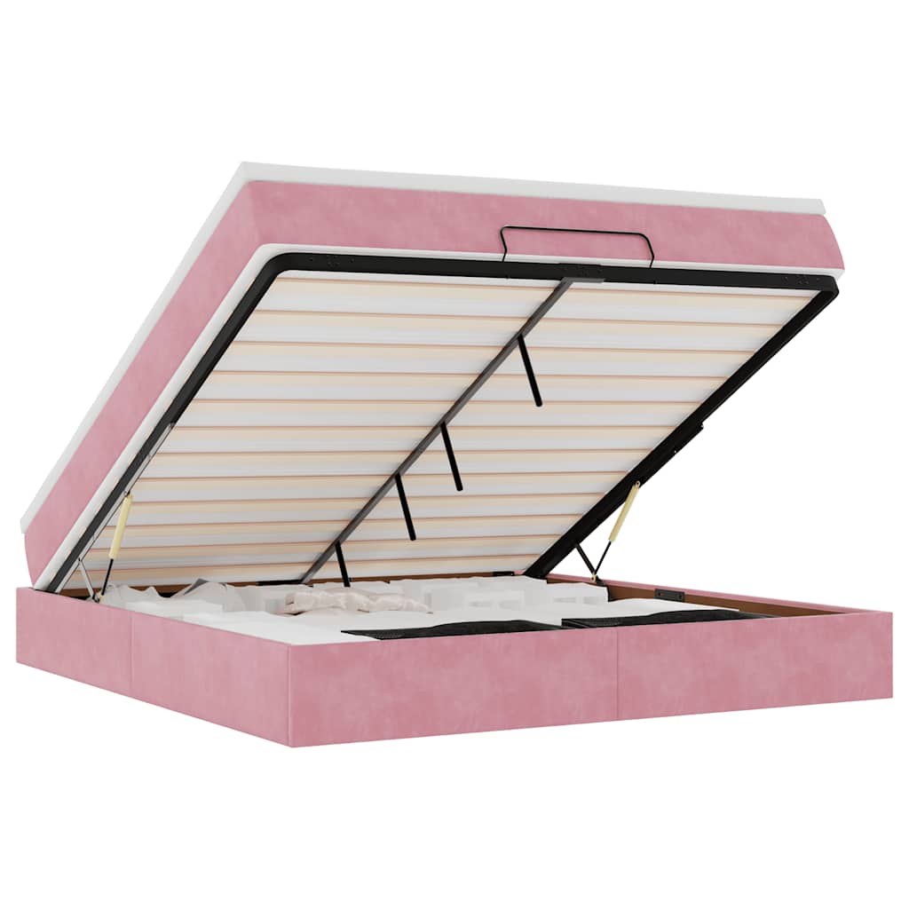 Thumbnail - vidaXL Ottoman-Bett mit Matratze Rosa 180x200 cm Samt