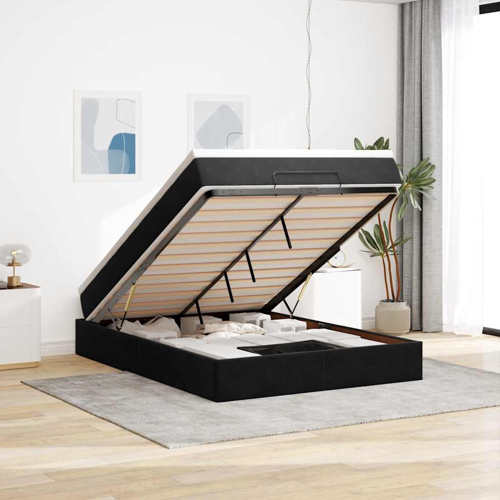 TopSellers-Ottoman Bed with Mattress - Velvet Queen Storage Solution