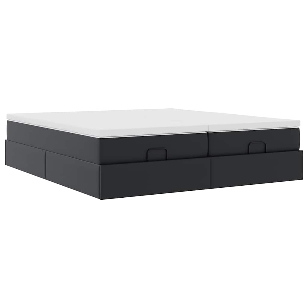 vidaXL Ottoman bed met matrassen 180x200cm kunstleer zwart, foto 4