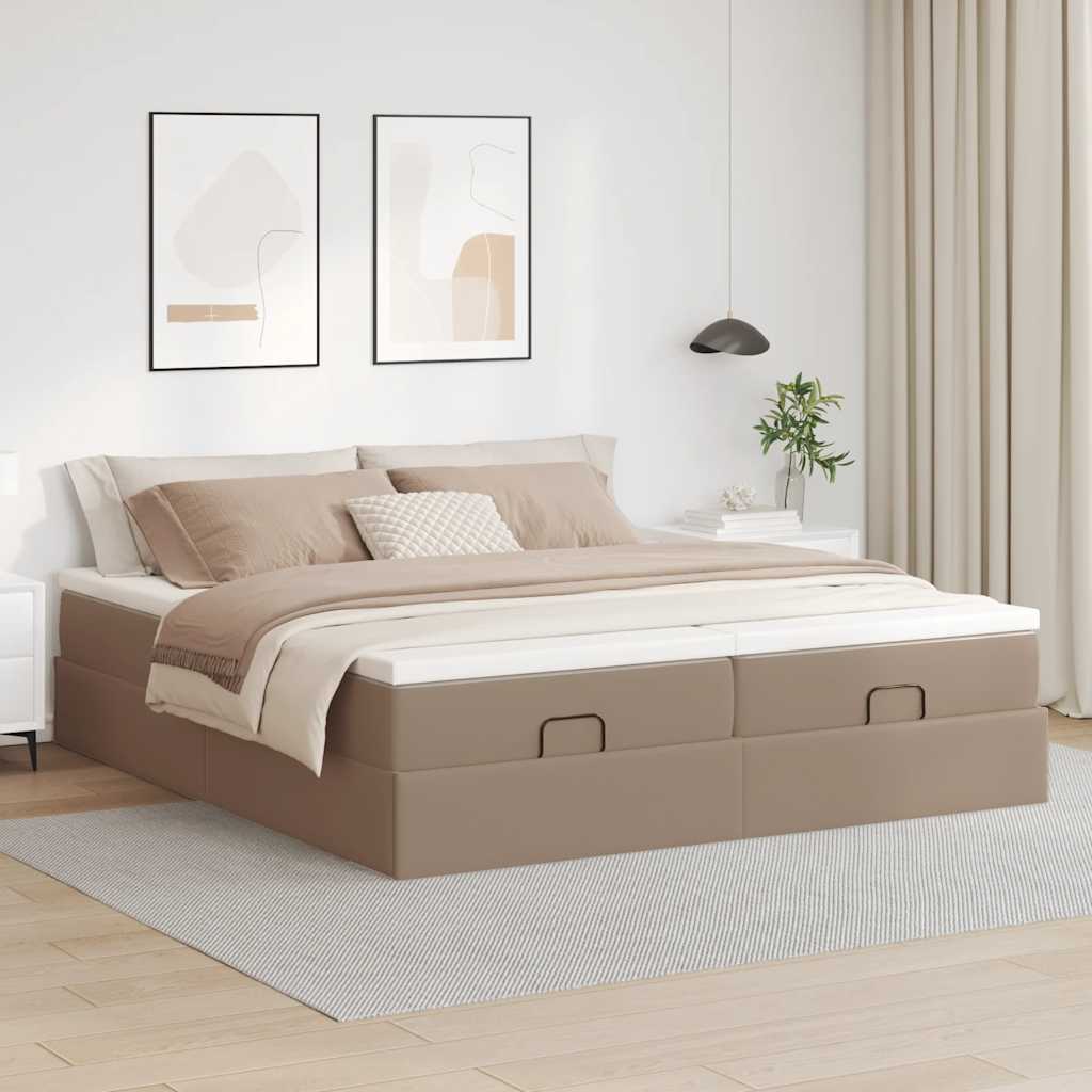 Thumbnail - vidaXL Ottoman-Bett mit Matratzen Cappuccino 180x200cm Kunstleder