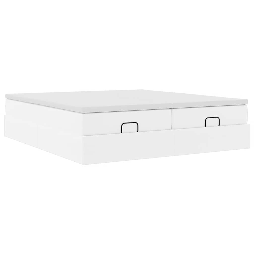 vidaXL Ottoman bed met matrassen 200x200cm kunstleer wit, foto 4