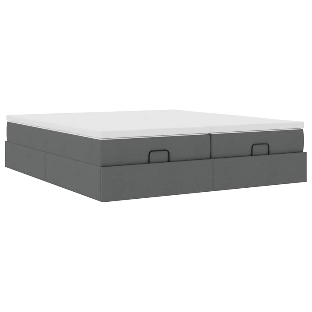 vidaXL Ottoman bed met matrassen 160x200cm stof donkergrijs grijs, foto 4