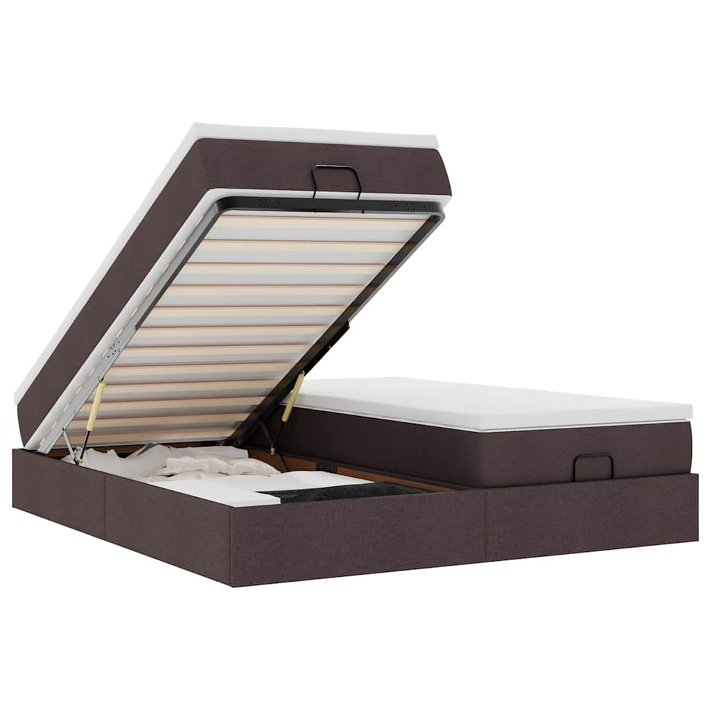 Thumbnail - vidaXL Ottoman-Bett mit Matratzen Dunkelbraun 160x200 cm Stoff