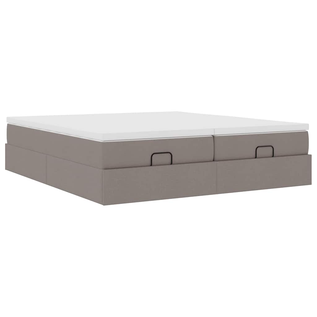 vidaXL Ottoman bed met matrassen 180x200cm stof taupe, foto 4