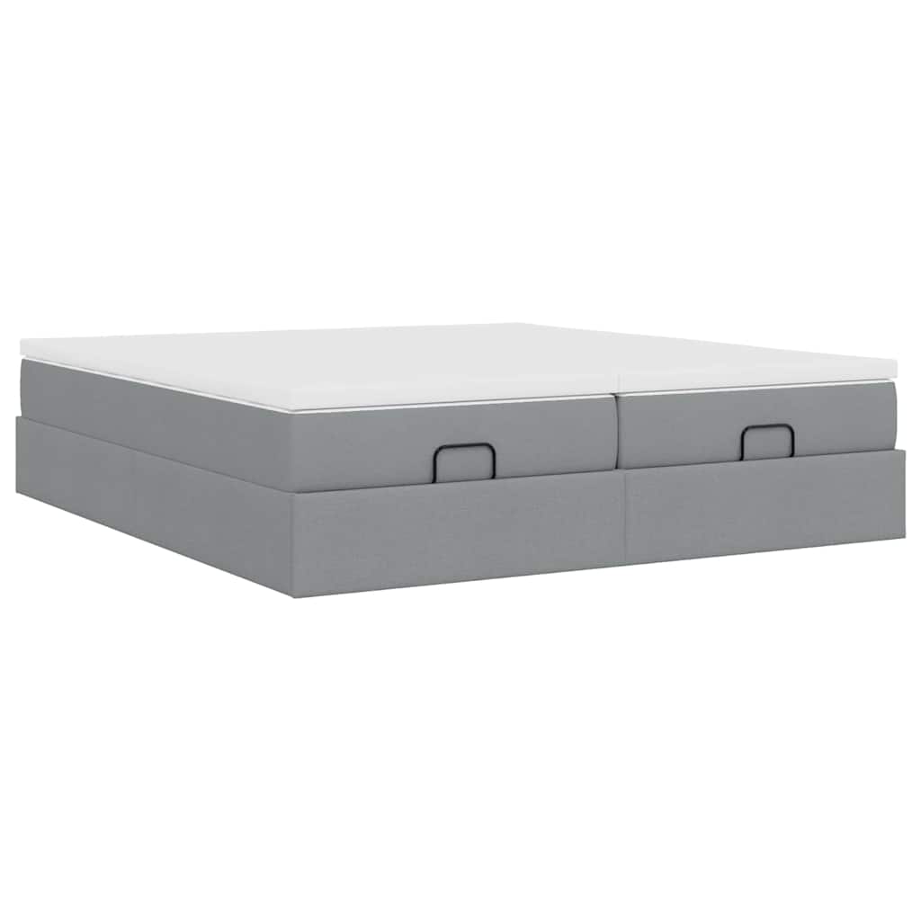 vidaXL Ottoman bed met matrassen 200x200cm stof lichtgrijs grijs, foto 4
