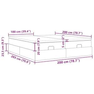 Osmanský rám postele s matrací světle šedý 200x200cm textil - obrázek 17