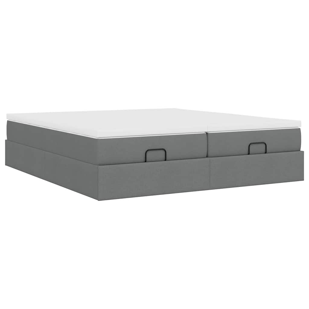 vidaXL Ottoman bed met matrassen 200x200cm stof donkergrijs grijs, foto 4