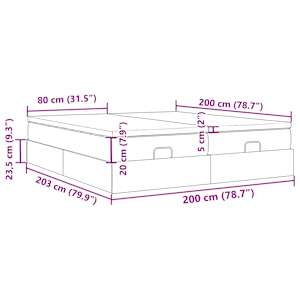 Osmanský rám postele s matrací tmavě šedý 200x200cm textil - obrázek 17