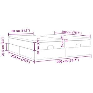 Osmanský rám postele s matrací tmavě hnědá 200x200cm textil - obrázek 17