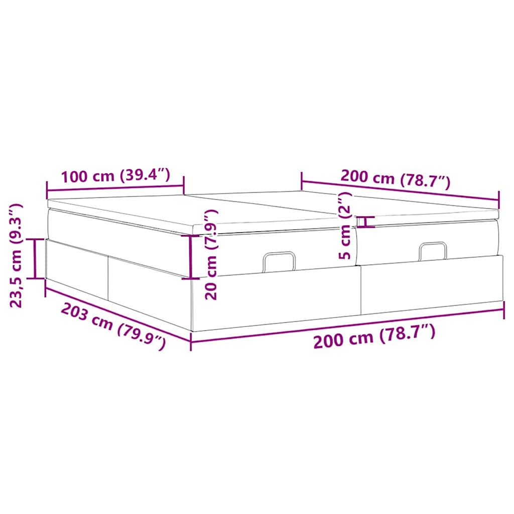 Osmanský rám postele s matrací krémová 200x200cm textil - obrázek 17