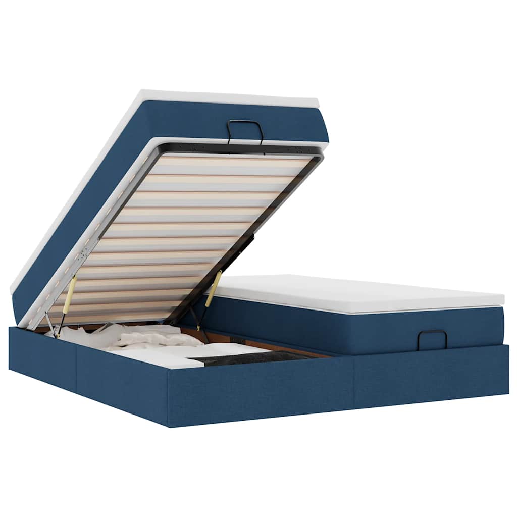 vidaXL Ottoman bed met matrassen 200x200cm stof blauw, foto 3