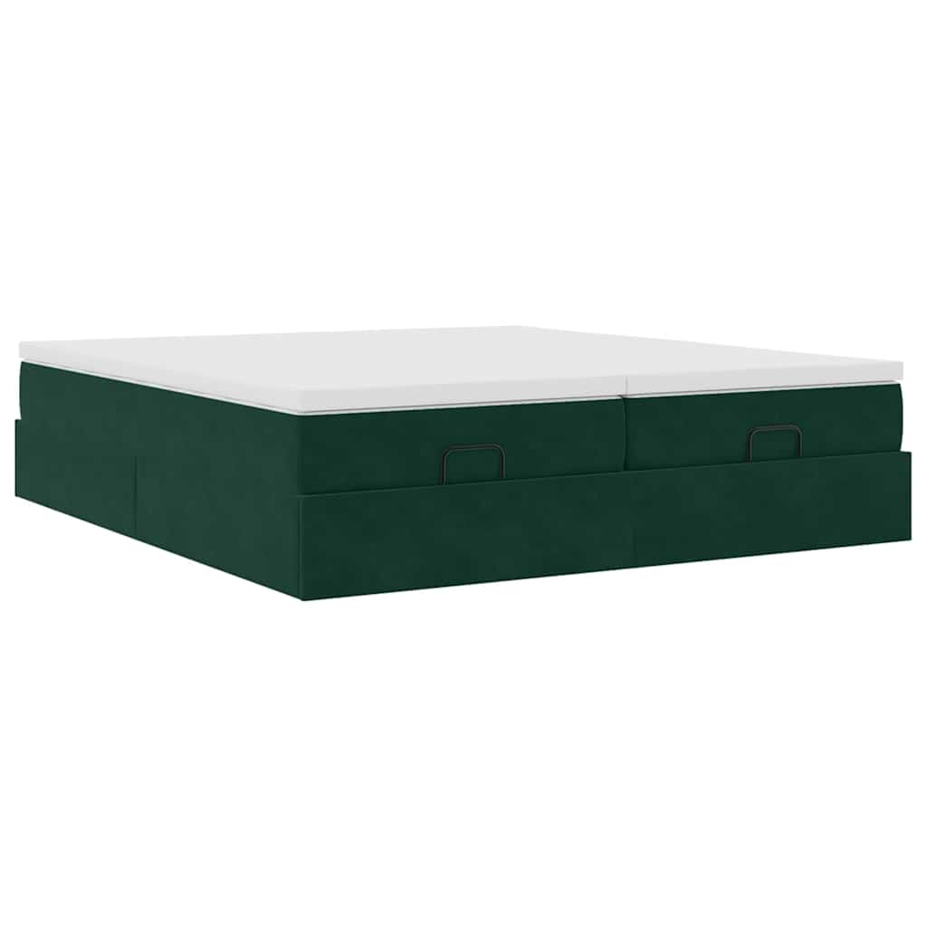 vidaXL Ottoman bed met matrassen 160x200cm fluweel donkergroen groen, foto 4