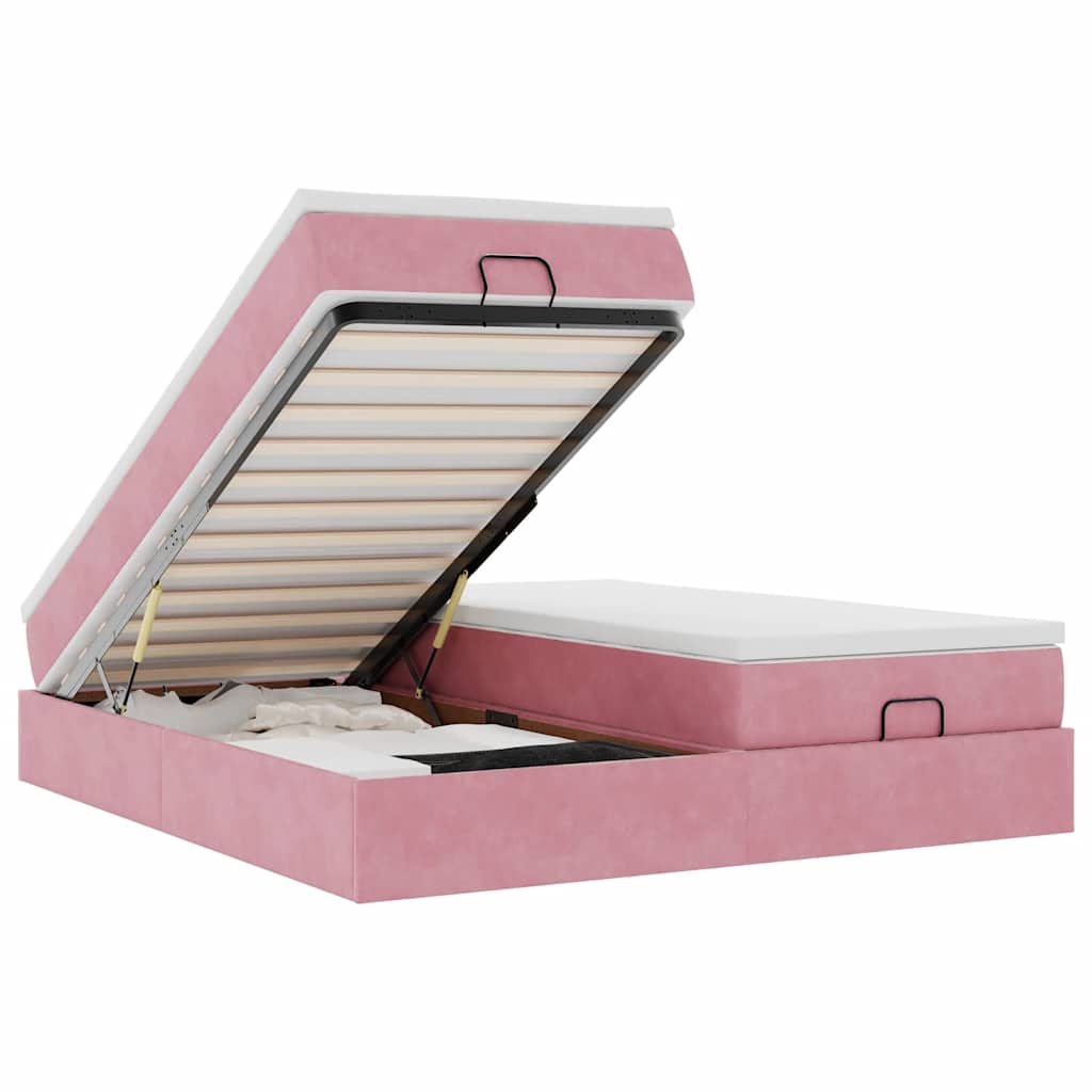vidaXL Osmanský rám postele s matracíes růžová 160x200cm samet