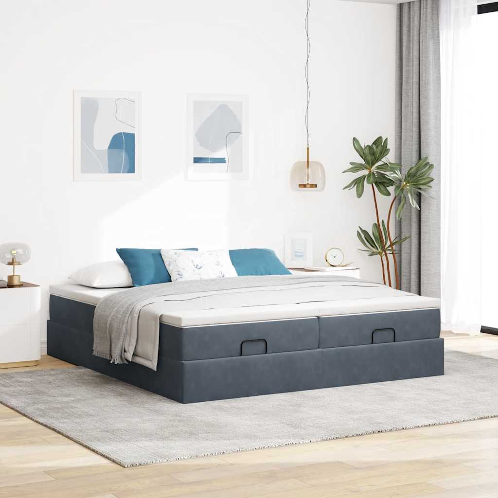 vidaXL Ottoman bed met matrassen 180x200cm fluweel donkergrijs grijs, foto 2
