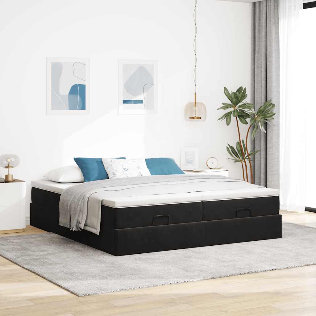 Thumbnail - vidaXL Ottoman-Bett mit Matratzen Schwarz 180x200 cm Samt