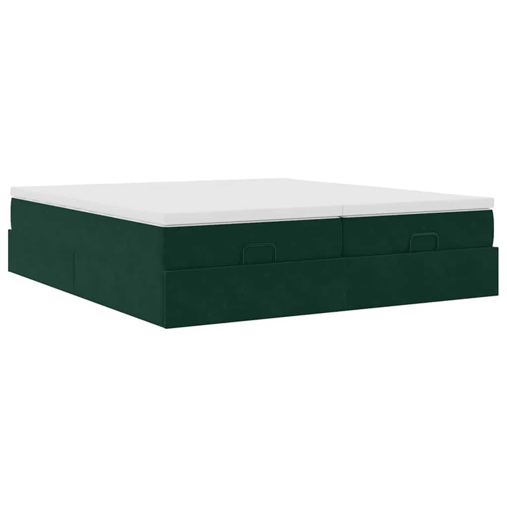 vidaXL Ottoman bed met matrassen 180x200cm fluweel donkergroen groen, foto 4