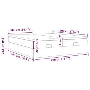 Osmanský rám postele s matrací tmavě šedý 200x200cm samet - obrázek 16