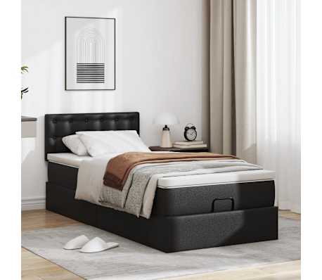 vidaXL Lit ottoman avec matelas noir 80x200 cm similicuir