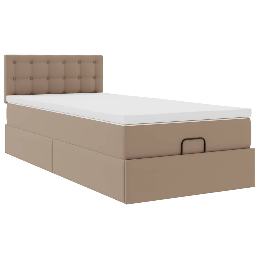 vidaXL Ottomaanse bed met matras 80x200cm kunstleer cappuccinokleurig bruin, foto 4