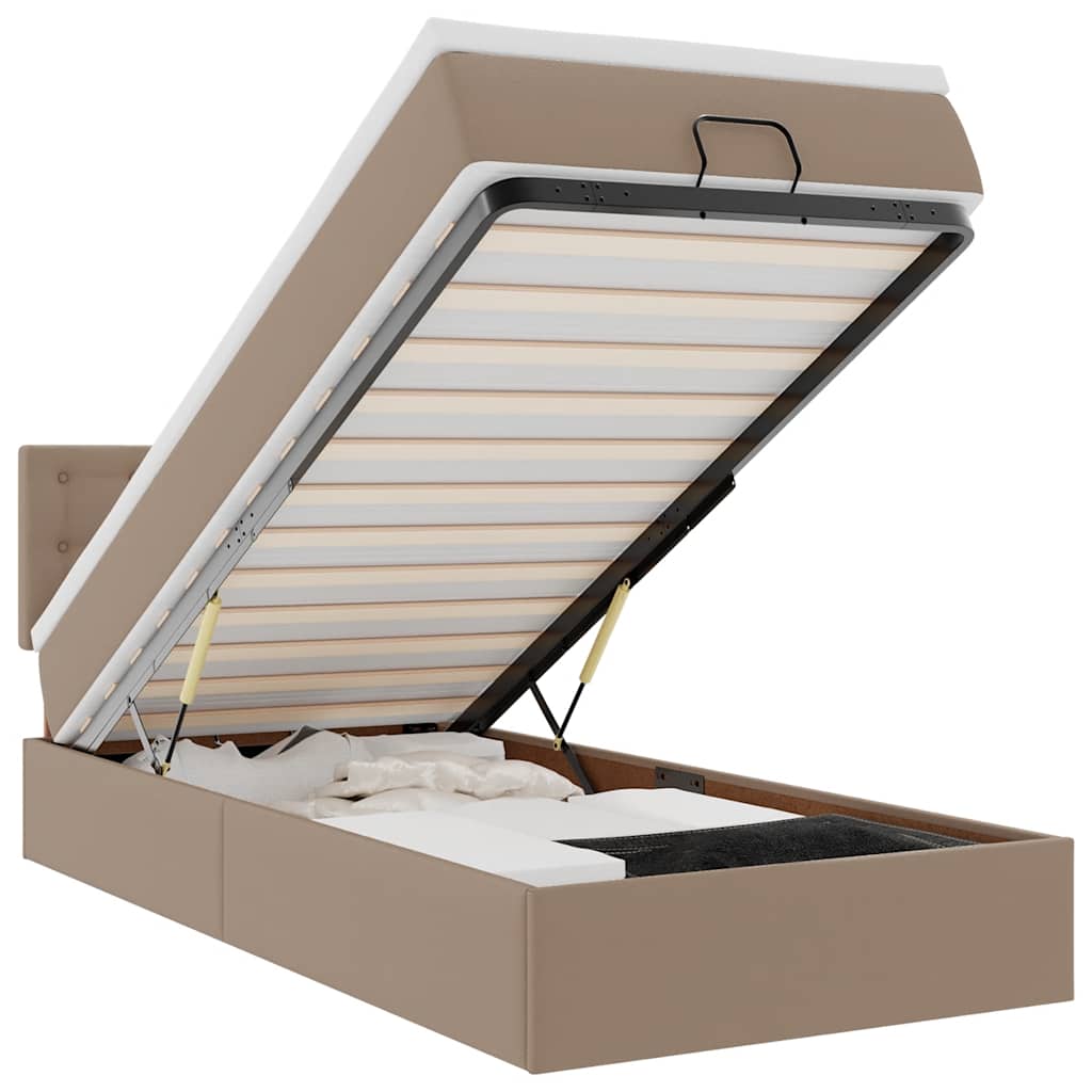 vidaXL Ottomaanse bed met matras 90x190cm kunstleer cappuccinokleurig bruin, foto 3