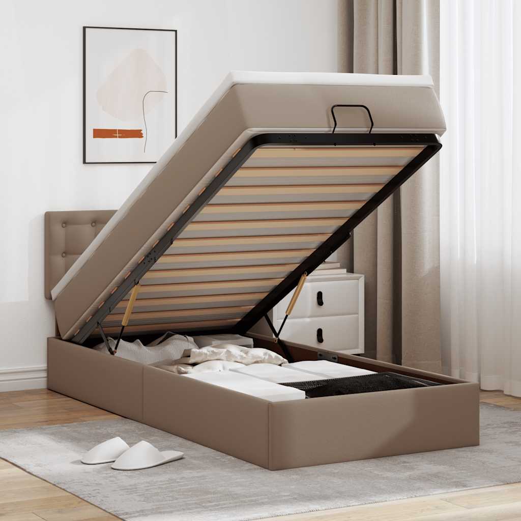 vidaXL osmannisk seng med madras 90x190 cm kunstlæder cappucino
