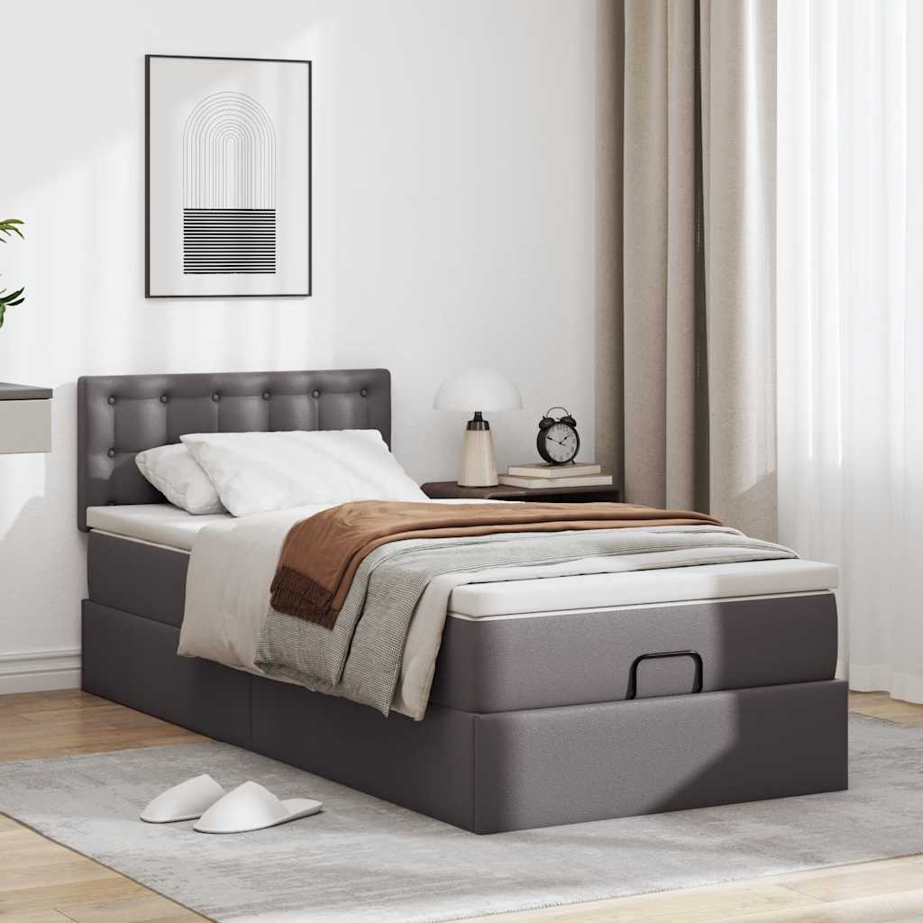 Thumbnail - vidaXL Ottoman-Bett mit Matratze Grau 90x200 cm Kunstleder