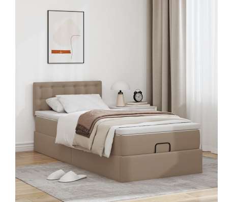 VidaXL Lit ottoman et matelas cappuccino 90x200 cm similicuir