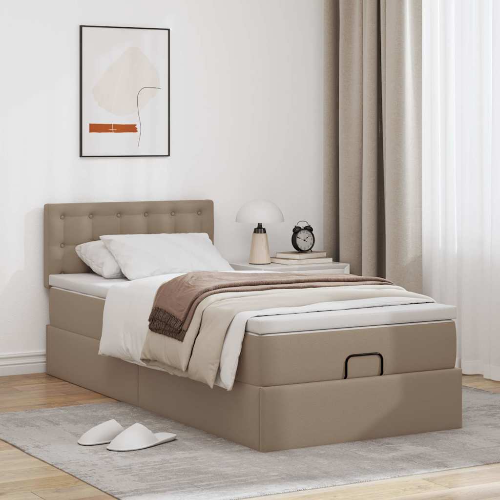 Ottoman-Bett mit Matratze Cappuccino-Braun 90×200 cm Kunstleder