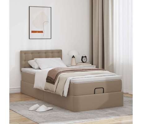 VidaXL Lit ottoman et matelas cappuccino 100x200cm similicuir