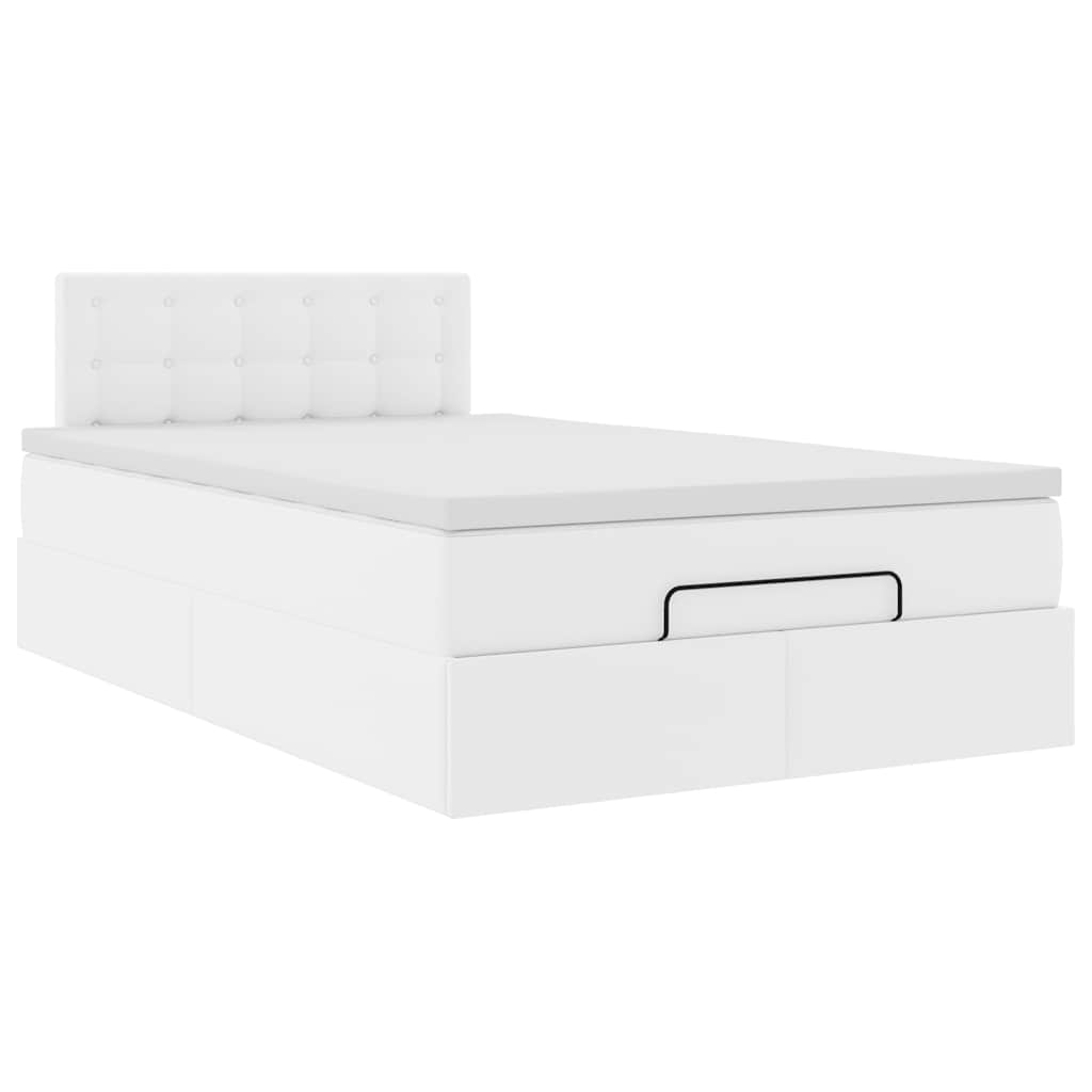 vidaXL Ottoman bed met matras 120x190 cm kunstleer wit, foto 4