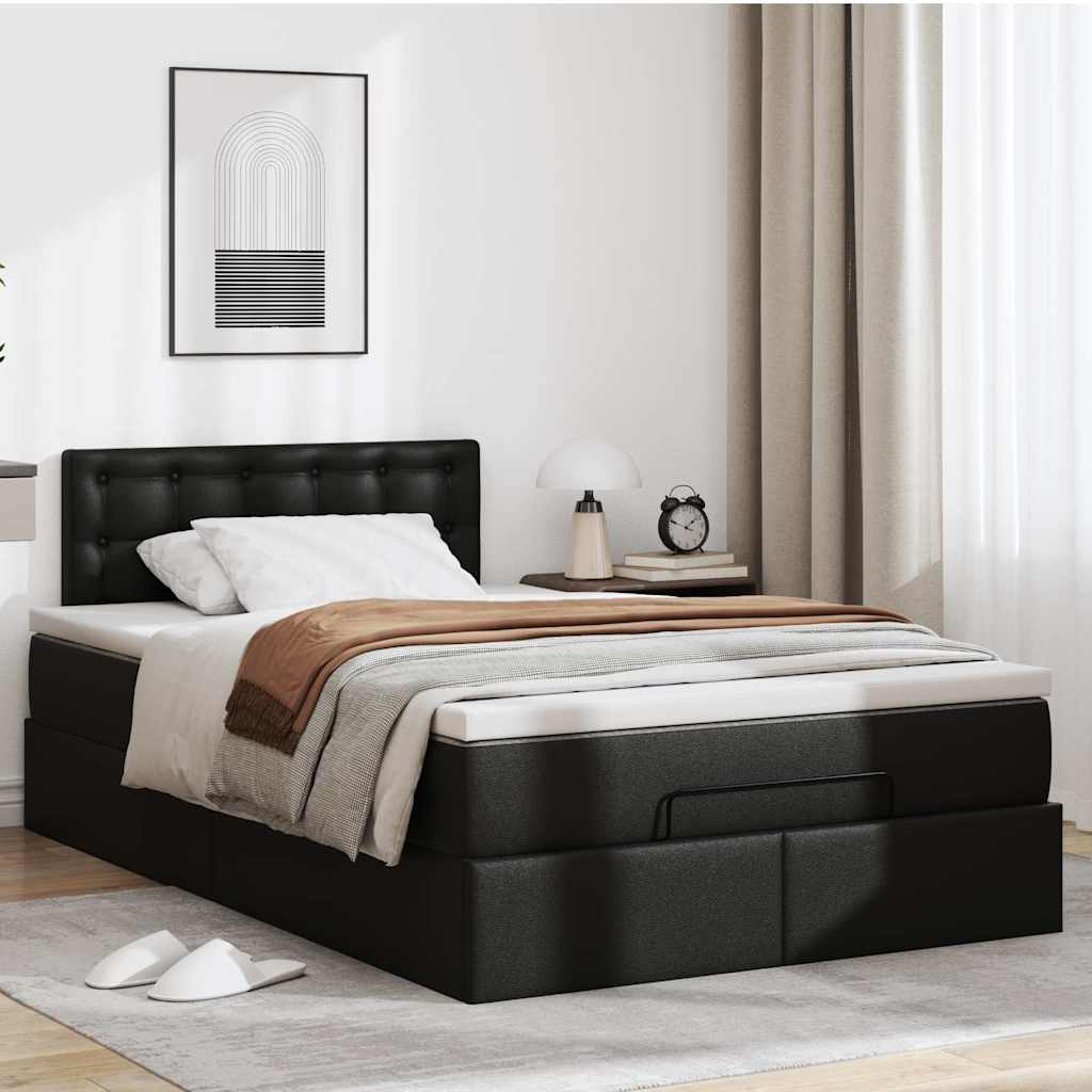 vidaXL Ottoman bed met matras 120x200cm kunstleer zwart afbeelding