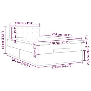 Osmanský rám postele s matrací bílý 120x200cm umělá kůže - obrázek 16