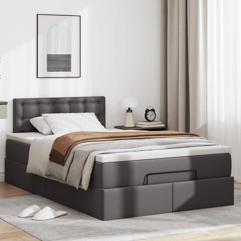 vidaXL Ottoman bed met matras 120x200cm kunstleer grijs afbeelding