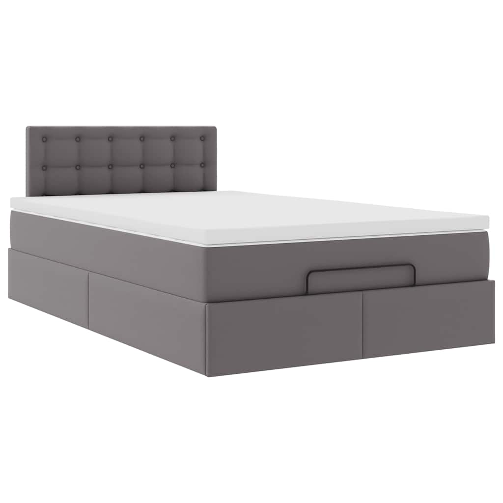 vidaXL Ottoman bed met matras 120x200cm kunstleer grijs, foto 4