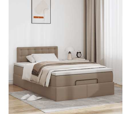 vidaXL Οθωμανικό κρεβάτι με στρώμα Cappucino 120x200cm Faux Leather