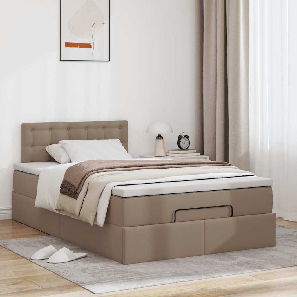 Ottoman-Bett mit Matratze Cappuccino-Braun 120x200cm Kunstleder