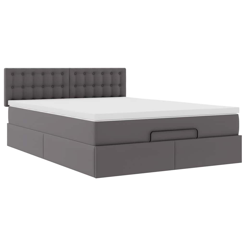 vidaXL Ottoman bed met matras 140x190cm kunstleer grijs, foto 4
