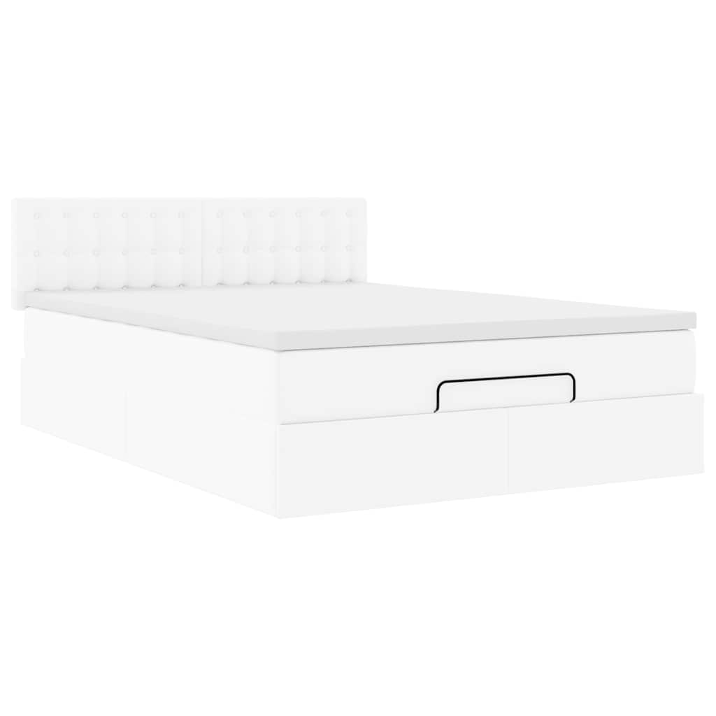 vidaXL Ottoman bed met matras 140x200cm kunstleer wit, foto 4