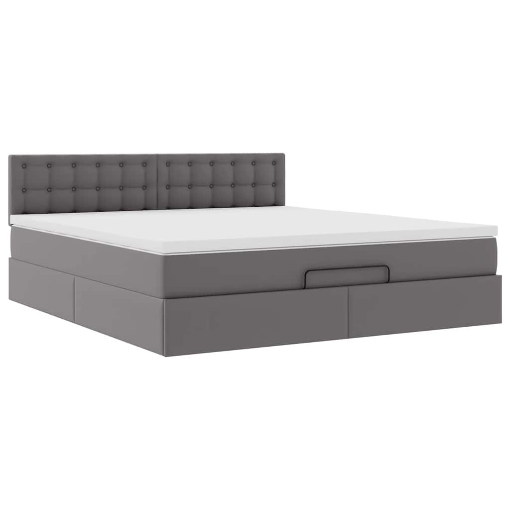 vidaXL Ottoman bed met matras 160x200cm kunstleer grijs, foto 4